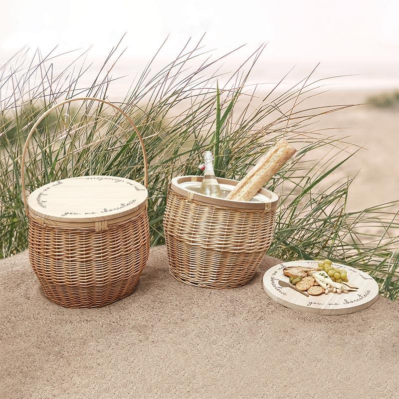 Picnic Basket with You. Me. Charcuterie Text - Wheat