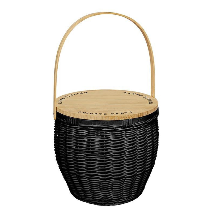 Picnic Basket with Private Party Text - Black