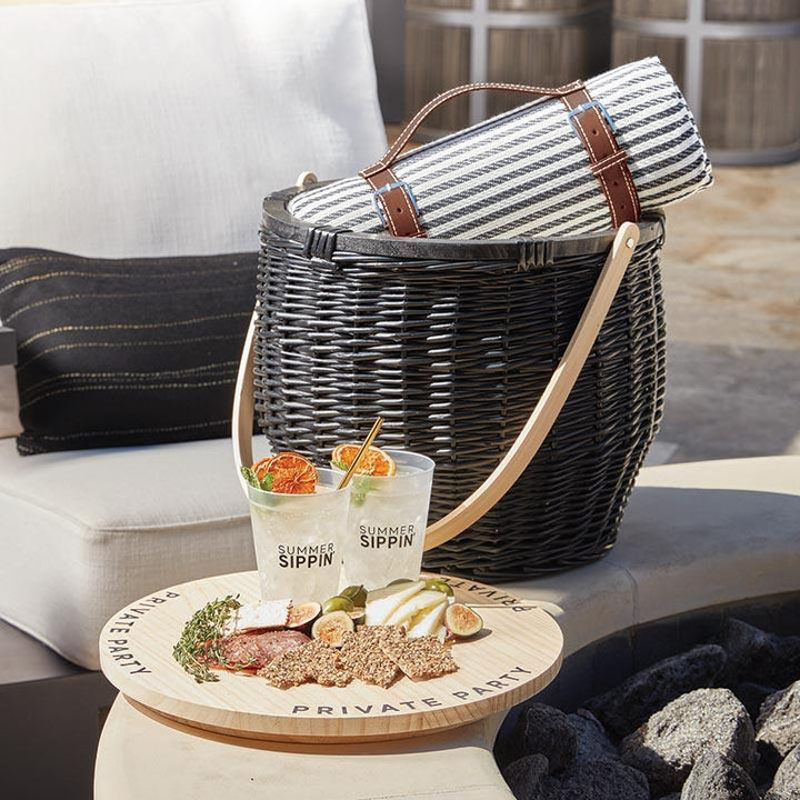Picnic Basket with Private Party Text - Black