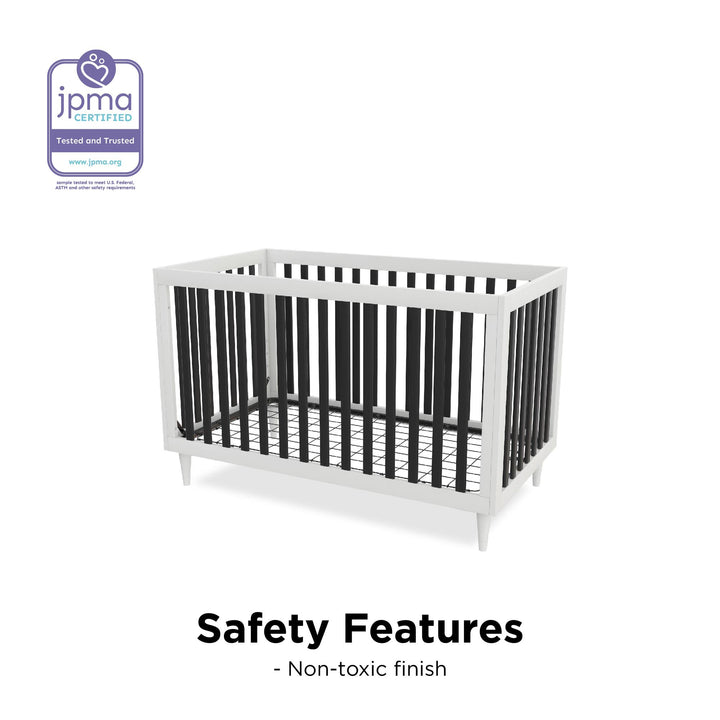Rowan Valley Flint 3 in 1 Crib with Adjustable Heights - White