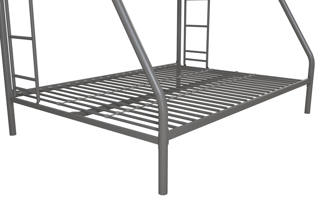 Dusty Twin over Full Metal Bunk Bed with Integrated Ladder - Silver - Twin-Over-Full