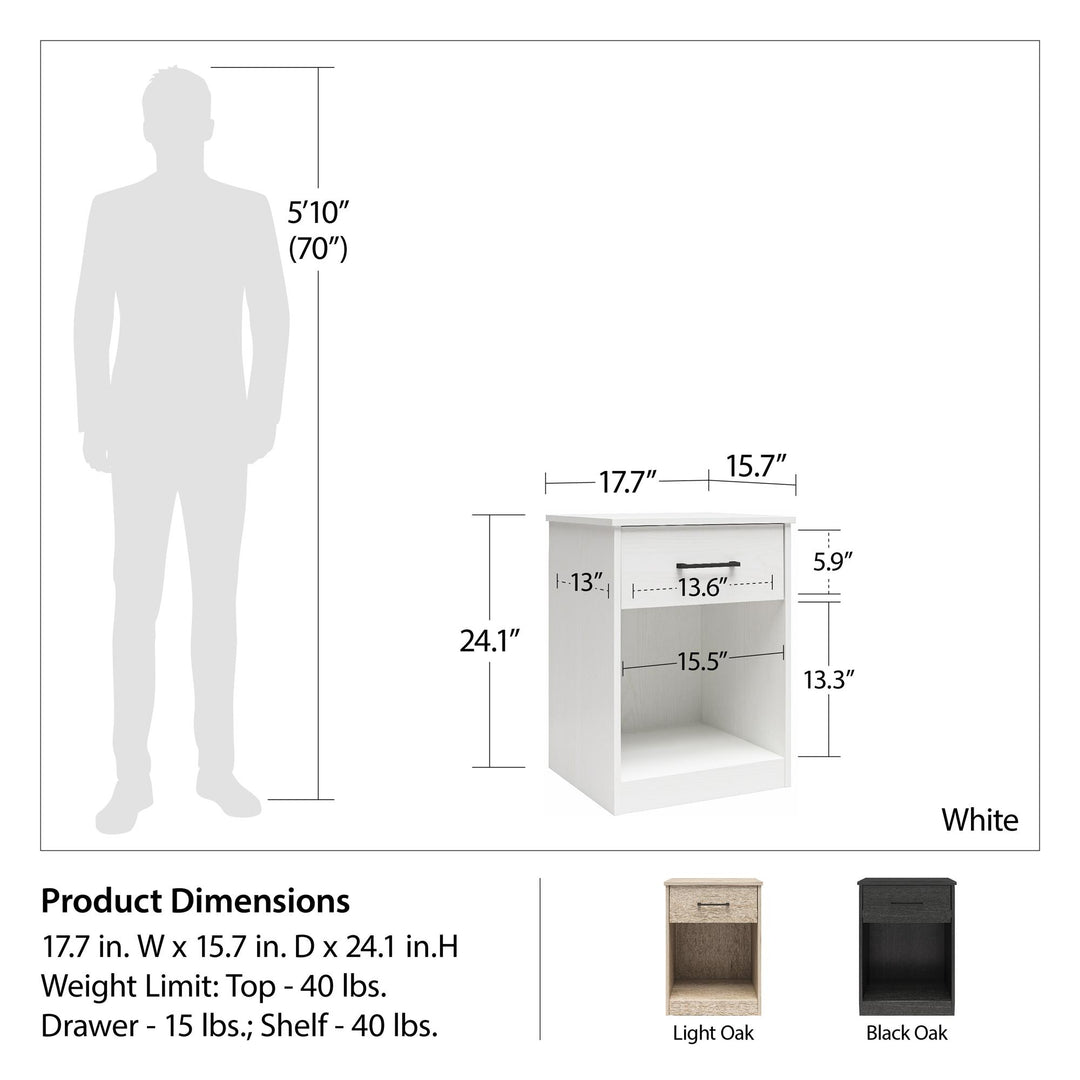 Easy Build Pearce Nightstand with Drawer with Interlocking SwitchLock™ System - White