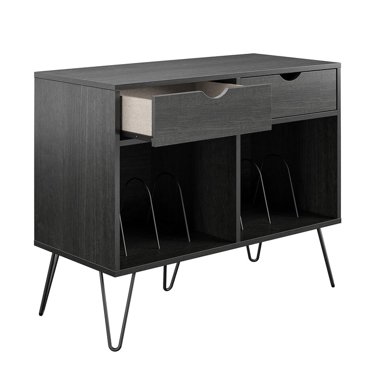 Concord Turntable Stand with Drawers - Black Oak