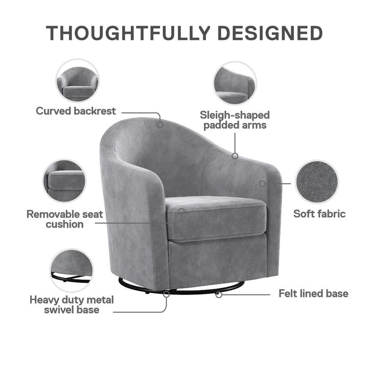 Gentle Swivel Curved Accent Chair - Light Gray