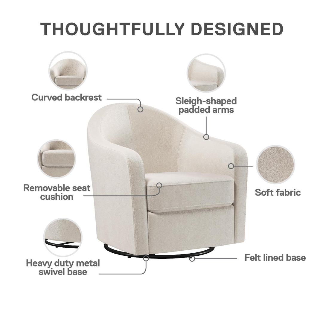 Gentle Swivel Curved Accent Chair - Ivory