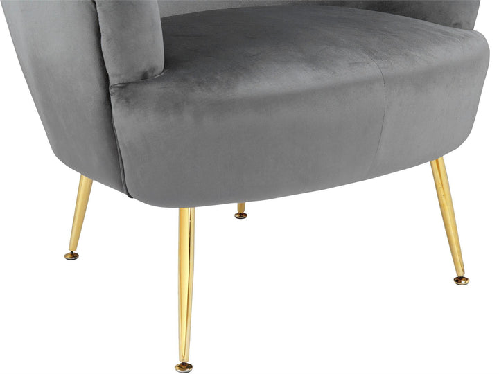 Kara Teddy Soft Accent Chair with Gold Legs - Gray