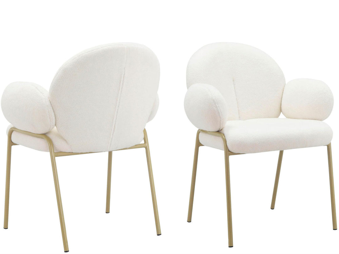 Sanna Dining Chair with Gold Metal Legs, Set of 2 - Off White - Set of 2