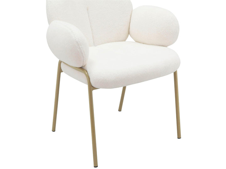 Sanna Dining Chair with Gold Metal Legs, Set of 2 - Off White - Set of 2