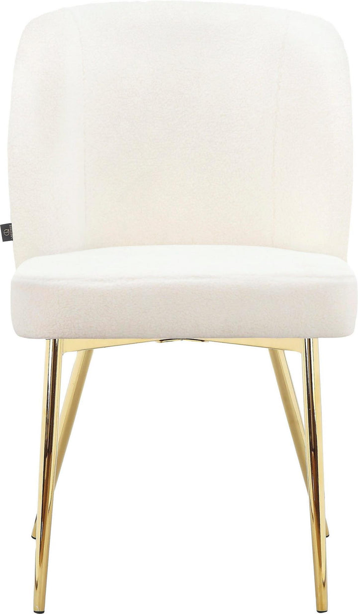 Trina Dining Chair with Chrome Plated Gold Legs, Set of 2 - White - Set of 2