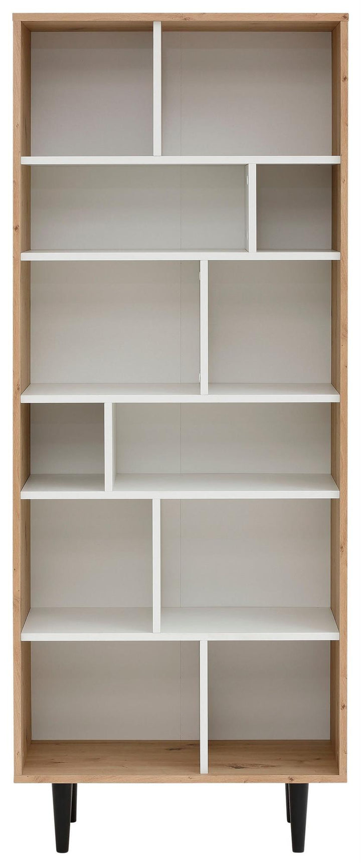 Rakel Modern Bookcase with Many Shelves - Light Oak