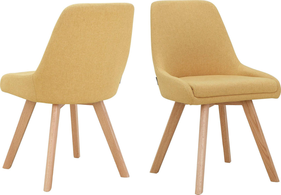 Thora Dining Chair with Oak Legs, Set of 2 - Mustard Yellow - Set of 2