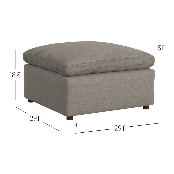 York Modular Pillow Top Plush Ottoman - Taupe