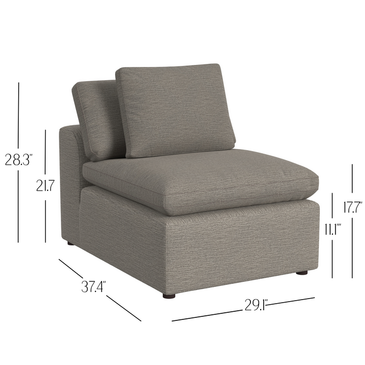 York Modular Pillow Top Armless Chair with Back Pillow - Taupe
