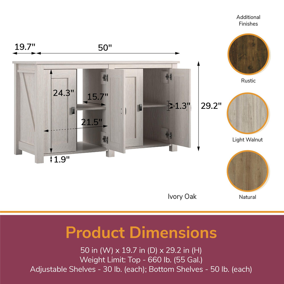 Farmington 55 Gallon Aquarium Stand with 2 Doors and Shelves - Heritage Pine