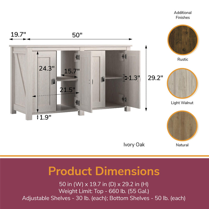 Farmington 55 Gallon Aquarium Stand with 2 Doors and Shelves - Heritage Pine