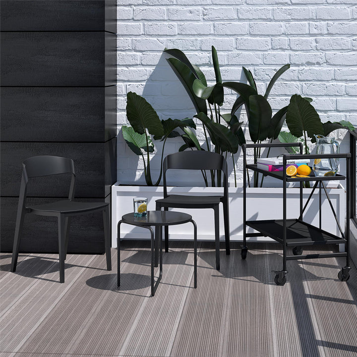 Outdoor/Indoor Stacking Resin Chair with Ribbon Back, Set of 2 - Black - 2-Pack