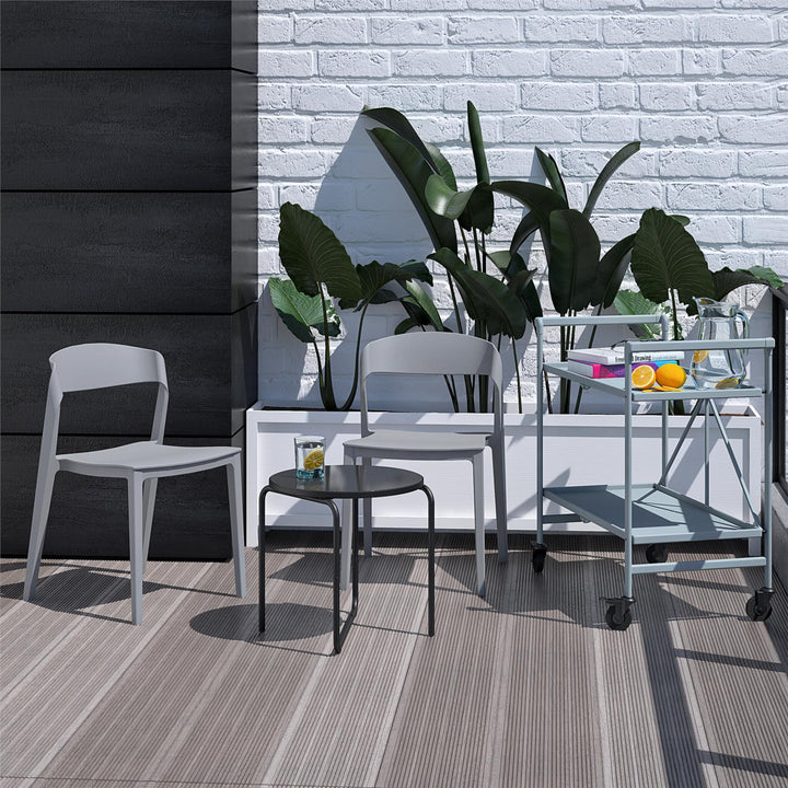 Outdoor/Indoor Stacking Resin Chair with Ribbon Back, Set of 2 - Gray - 2-Pack