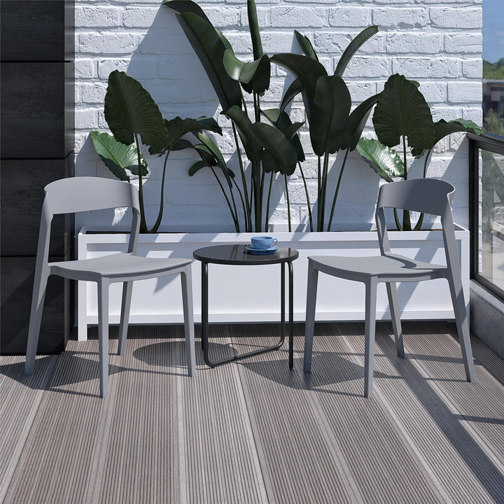 Outdoor/Indoor Stacking Resin Chair with Ribbon Back, Set of 2 - Gray - 2-Pack