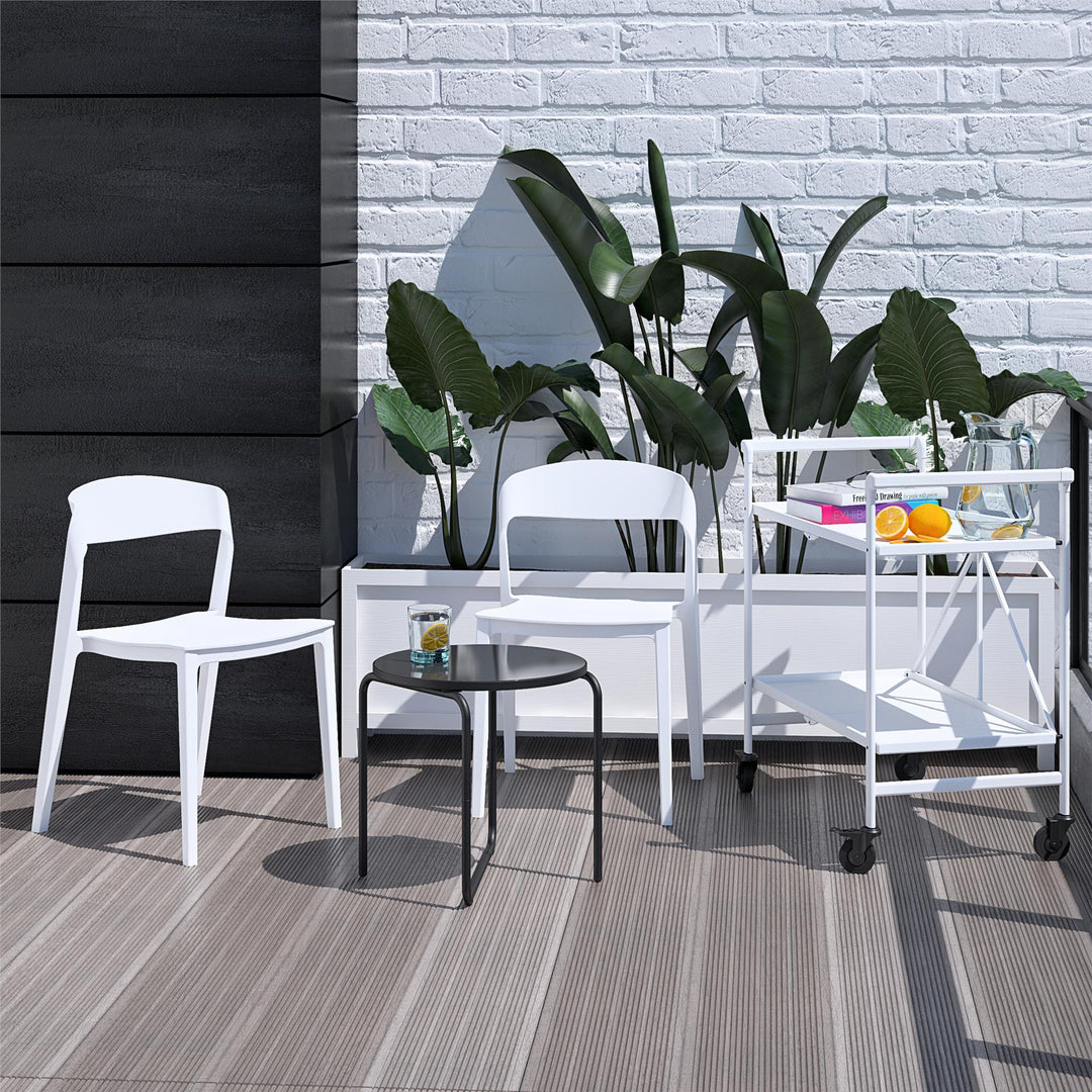 Outdoor/Indoor Stacking Resin Chair with Ribbon Back, Set of 2 - White - 2-Pack