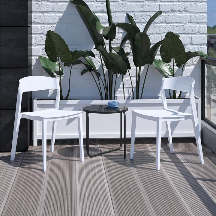 Outdoor/Indoor Stacking Resin Chair with Ribbon Back, Set of 2 - White - 2-Pack