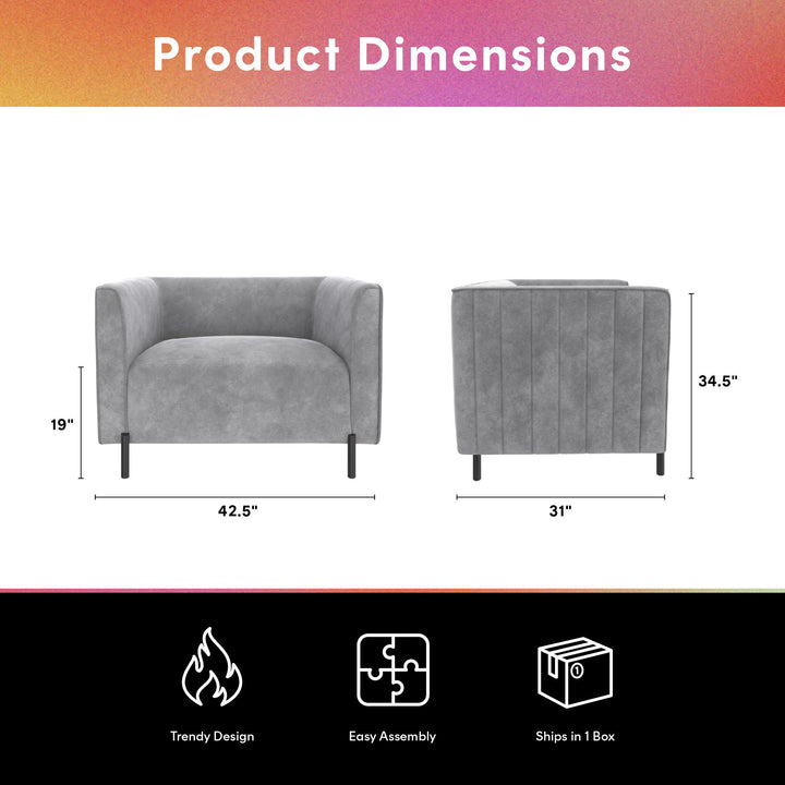 Blair Upholstered Accent Chair and a Half - Light Gray - 1-Seater
