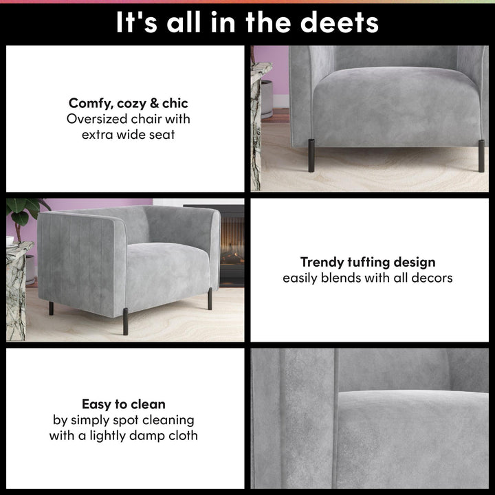 Blair Upholstered Accent Chair and a Half - Light Gray - 1-Seater