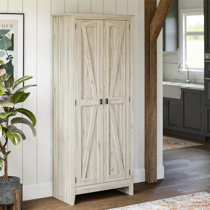 Farmington Rustic Farmhouse 31.5 Inch Wide Storage Cabinet - Light Walnut