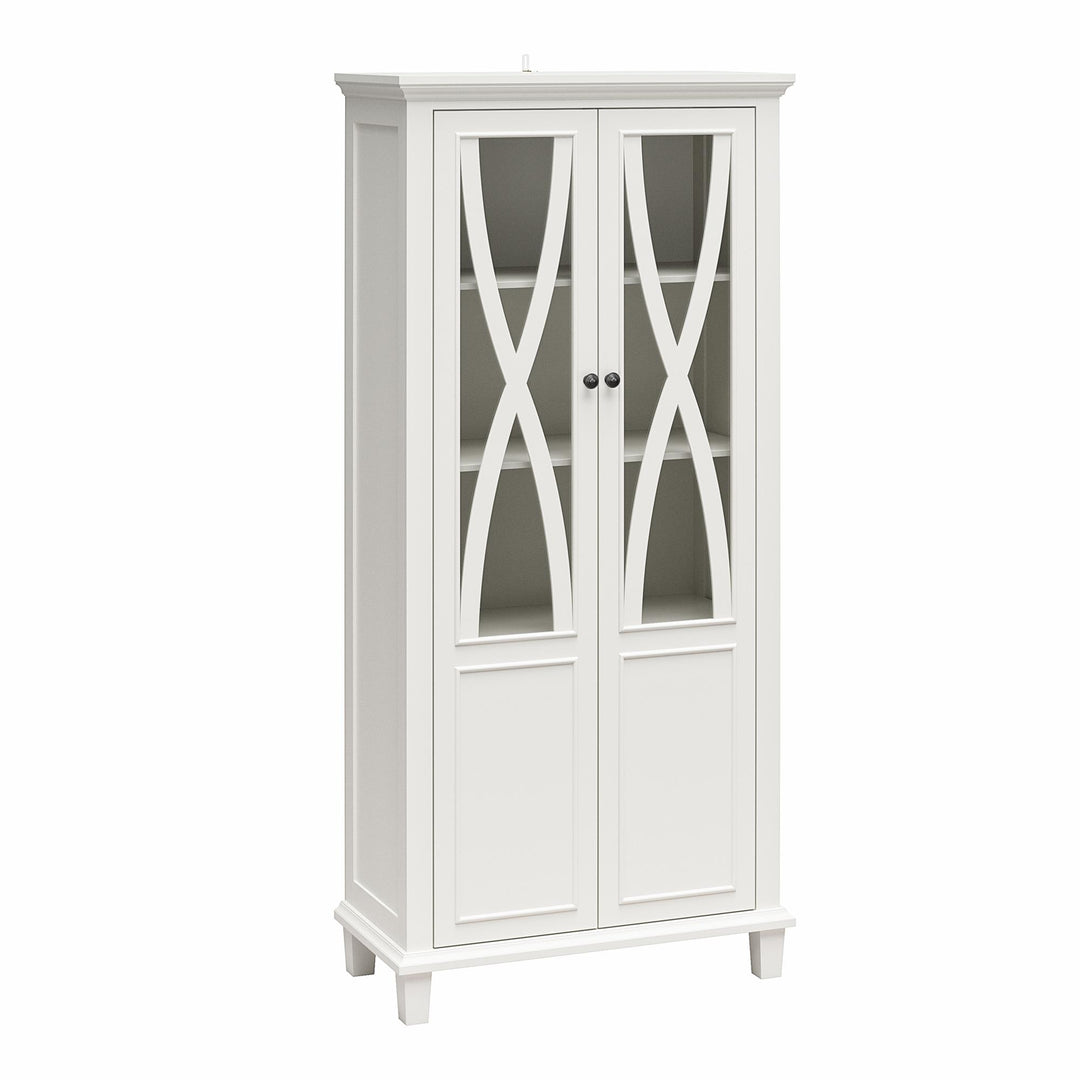 Ellington Tall Accent Cabinet with Glass Doors - White