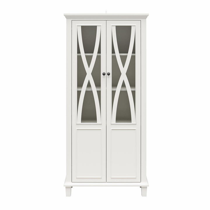 Ellington Tall Accent Cabinet with Glass Doors - White