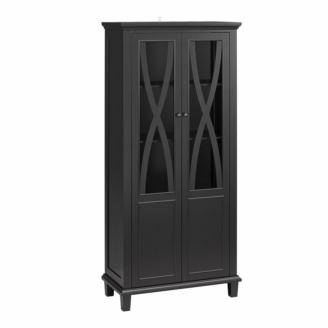 Ellington Tall Accent Cabinet with Glass Doors - Black