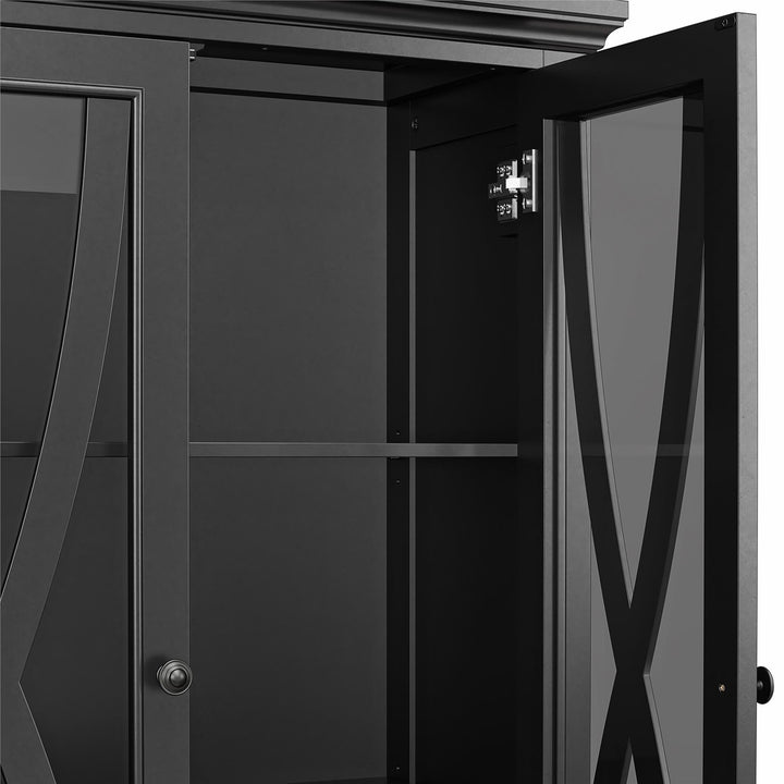 Ellington Tall Accent Cabinet with Glass Doors - Black