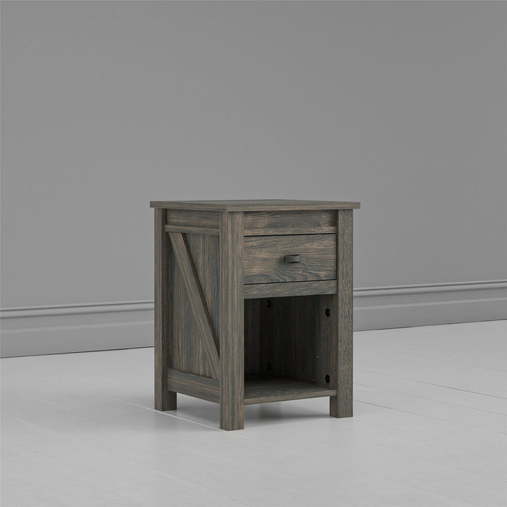 Farmington Rustic Farmhouse Nightstand with 1 Drawer - Weathered Oak