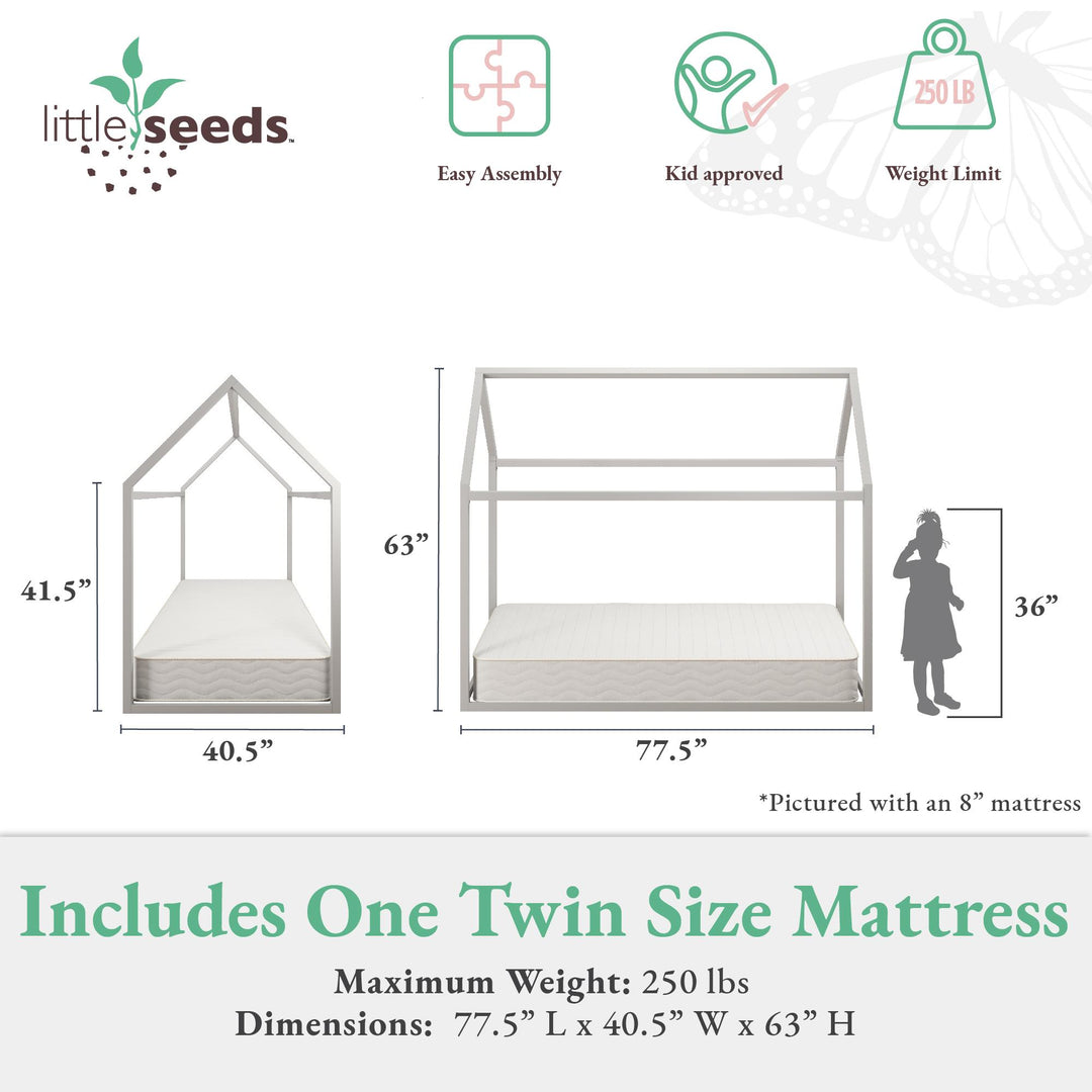 Skyler Montessori Bed with Signature Sleep Tranquility 6" Coil Mattress - Off White - Twin