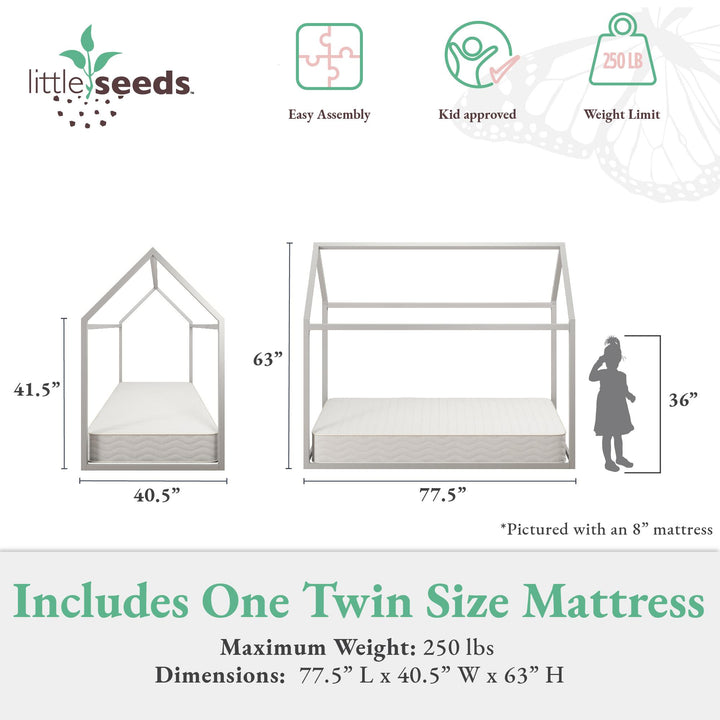 Skyler Montessori Bed with Signature Sleep Tranquility 6" Coil Mattress - Off White - Twin