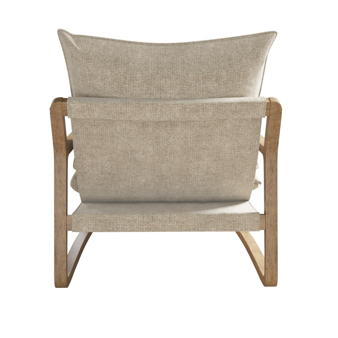 Mira Upholstered Sling Accent Chair with Solid Wood Frame - Ivory - 1-Seater