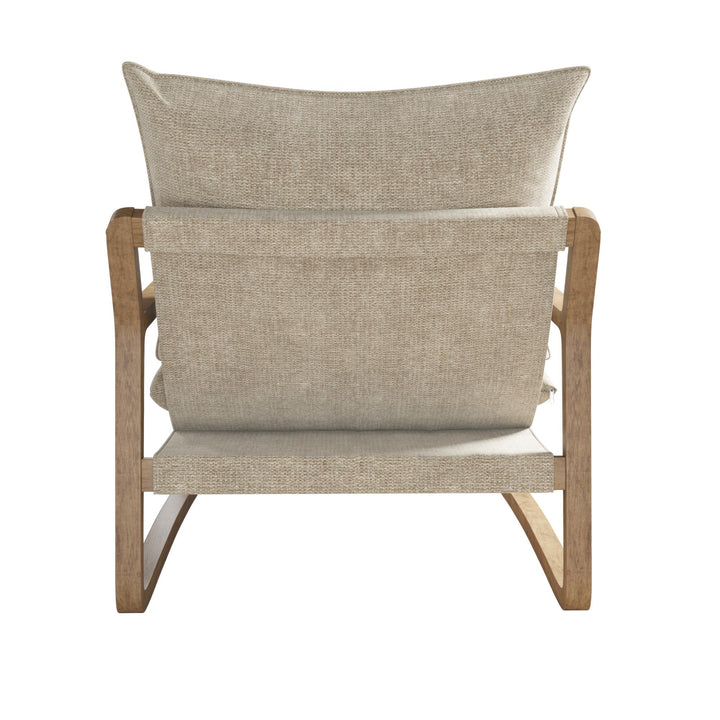 Mira Upholstered Sling Accent Chair with Solid Wood Frame - Ivory - 1-Seater