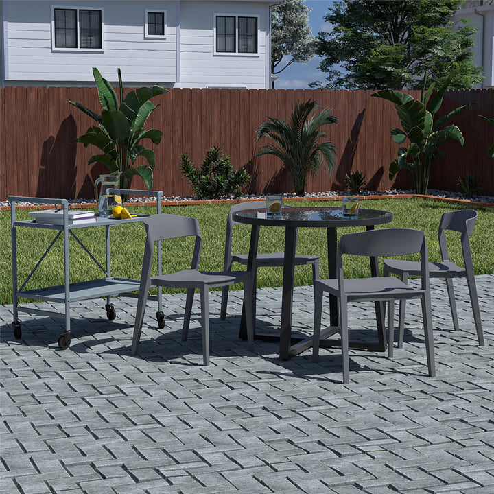 Outdoor/Indoor Stacking Resin Chair with Ribbon Back, Set of 2 - Gray - 2-Pack