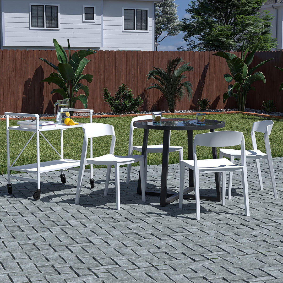 Outdoor/Indoor Stacking Resin Chair with Ribbon Back, Set of 2 - White - 2-Pack