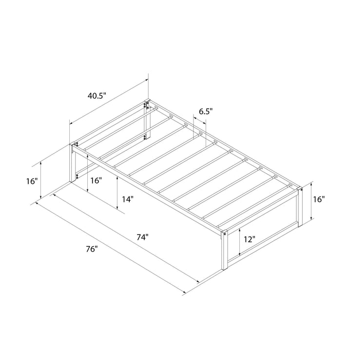 Avey Modern Metal Platform Bed Frame - Black - Twin