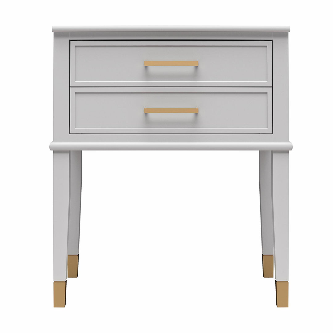 Westerleigh 2 Drawer Nightstand with Gold Accents - Dove Gray