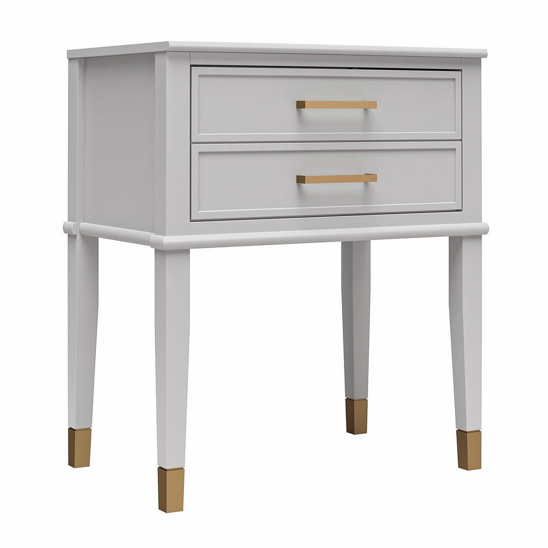 Westerleigh 2 Drawer Nightstand with Gold Accents - Dove Gray