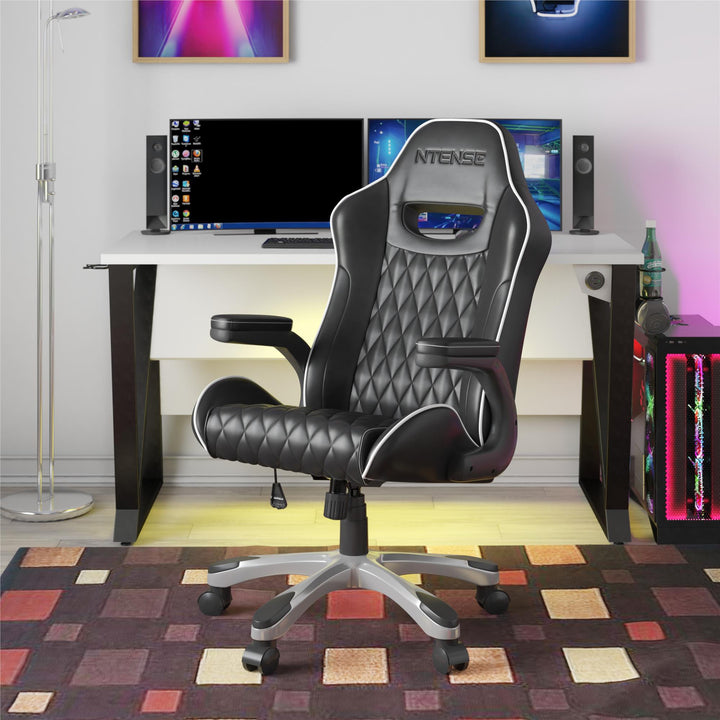 Galaxy Gaming and Office Faux Leather High Back Chair - Black - 1-Seater