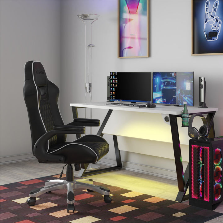 Galaxy Gaming and Office Faux Leather High Back Chair - Black - 1-Seater