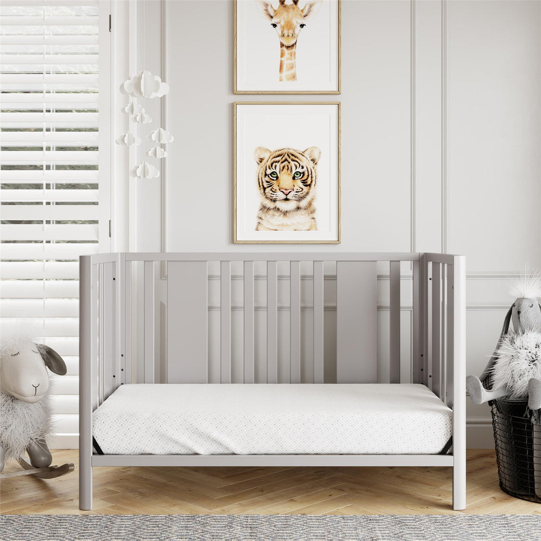 Crawford Curved Post 3 in 1 Crib with Adjustable Heights - Sharkey Grey