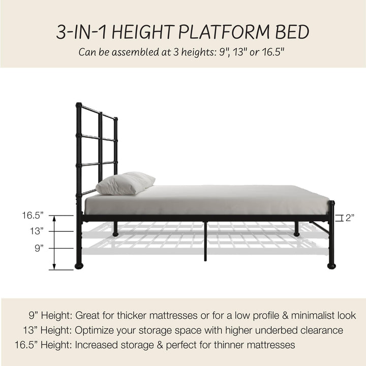 MacKenzie Adaptable Metal Platform Bed - Black - Full