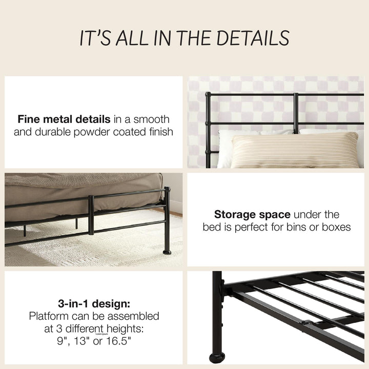 MacKenzie Adaptable Metal Platform Bed - Black - Full