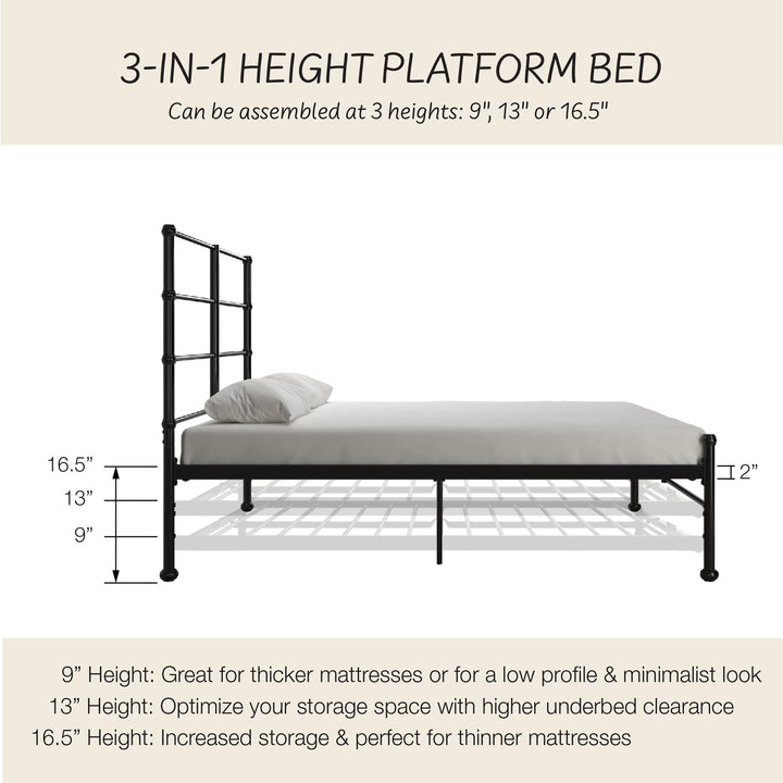 MacKenzie Adaptable Metal Platform Bed - Black - Queen