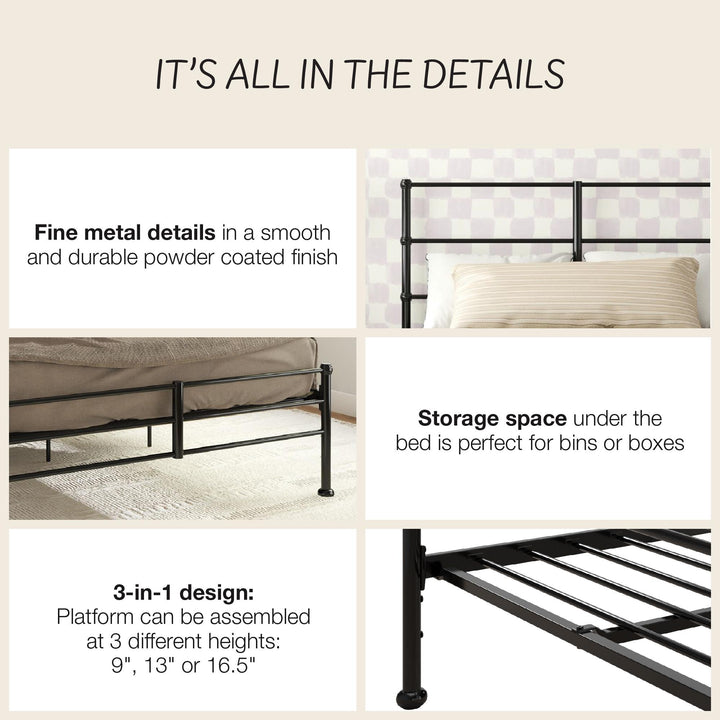 MacKenzie Adaptable Metal Platform Bed - Black - Queen