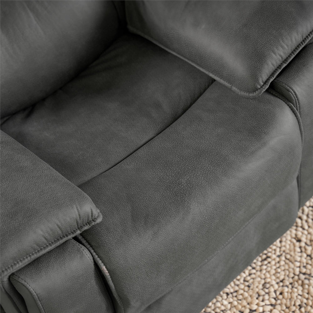 Labatte Faux Leather Recliner with Dual USB Port - Charcoal - 1-Seater