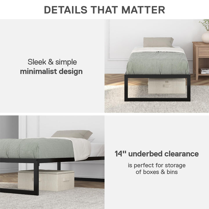Avey Modern Metal Platform Bed Frame - Black - Twin